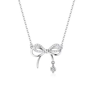 12st Korean Sweet Crystal Bow Pendant Necklace Simple Bowknot CLAVICLE CHACHER CHOKER COLT For Women Lady Jewelry Birthday Present