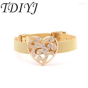Charm Bracelets TDIYJ DIY Heart Stainless Steel Mesh Charms Bracelet Christmas Gift For Women Jewelry 1Set on Sale