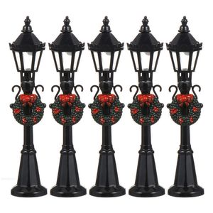 Garden Decorations 5PCS Miniature Christmas Street Lamp Post LED Lights for Christmas Village Decoration Mini Living Room Doll House Accessories 221126