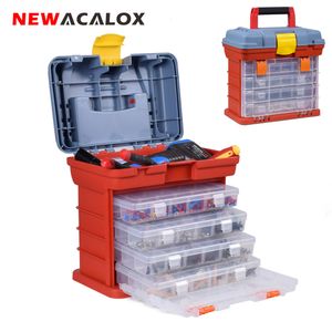 Cassetta degli attrezzi ACALOX Scatola da esterno 4 strati Attrezzatura da pesca Custodia portatile Vite Hardware Custodia in plastica con maniglia di bloccaggio 221128