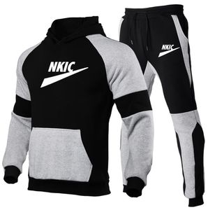 Agasalho masculino casual com capuz moletom roupa outono conjuntos masculinos roupas esportivas calças masculinas com capuz 2 peças de jogging ternos esportivos logotipo da marca impressão