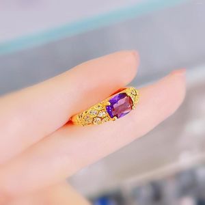 Wedding Rings 2022 Trend Fashion Geometry Ring Inlay Purple Oval Cubic Zirconia Exquisite Women Engagement Banquer Jewelry