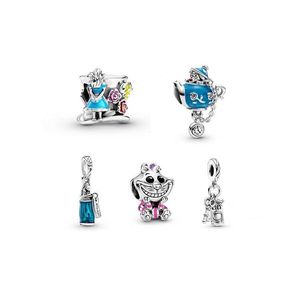 Argento Fit Pandora Charm Bracciale Europeo Sier Charms Smalto Perline Cartoon Teiera Chiave Clown House Ciondolo Fai Da Te Catena Del Serpente Per Le Donne Dh5Hg