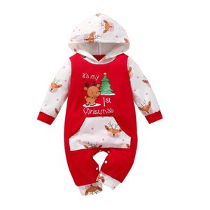 Rompers Baby Girls Boys Christmas Romper born Red Cartoon Jumpsuit Kids Pajamas Jumper 03Yrs Arrive 221125