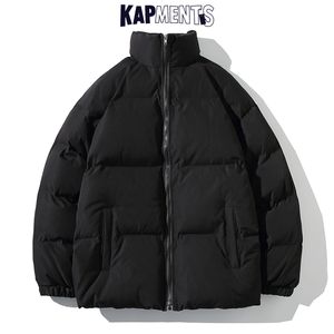 Masculino Down Parkas Kapments Homem Harajuku Solid Solid Warm Puffer Jacket Parka Japanese Streetwear Inverno Male Coreano Moda Bolha Casaco 221128