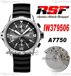 RSF Aquatimer W37950 A7750 Cronografo automatico Orologio da uomo Sharks Cassa in acciaio da 44 mm Quadrante nero Indici bianchi Cinturino in caucciù Super Edition Orologi ETA Puretime 05