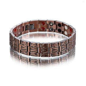 Braccialetto magnetico in rame rosso inossidabile per uomo Donna Magnete a doppia fila Bracciali a energia sana Braccialetti Gioielli da uomo di lusso