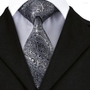 Bow Ties Classic For Men Black White Paisley Silk Jacquard Woven Formal Business Wedding Party 8.5cm Bredd A-209 gratis