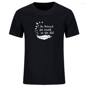 Men's T Shirts Summer 2022 Short Sleeve Casual T-shirt Pure Cotton Print Inspirational Quotes Bird Feather Fun Your Exclusive