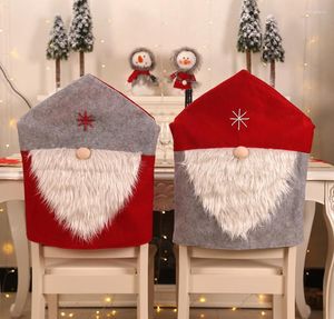 Sandalye 2 adet Noel Noel Baba Şapkası Kırmızı Dining Slipcovers Kapak Noel Ziyafet Tatil