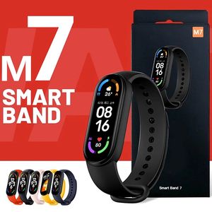 M7 Smart Watch Armbands män Kvinnor Smartband hjärtfrekvens Smartwatch Fitness Tracker Blodtryck Sport Smart Armband för Mi Band 7 Retail Box