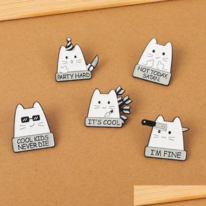 Булавки броши Im Fine Enamel Pins Custom Not Today Sathan Cat Brouch Brouch Badge Значок мультфильм ювелирные изделия 621 H1 Drop Delivery Dhgarden Dhdco