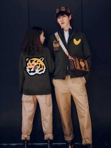 Designer Men's Sweaters High Quality Nigo Co Branded Tiger Head Knitted Cardigan for Men Women