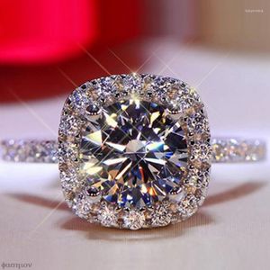 Bröllopsringar Moissanite förlovningsring karat runt lysande diamant fyrkantig drömband evighet löfte för kvinnor5-10