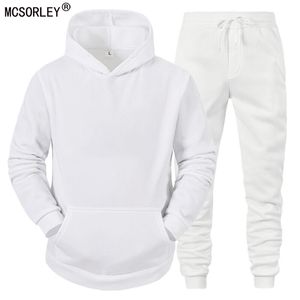 Men's Tracksuits Sets HoodiesPants Fleece Solid Pullovers Jackets Sweatershirts Sweatpants Hooded Streetwear Outfits 221128