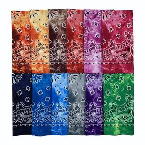 Écharbes 12Colorslot Cotton Tie Dye Bandana Head Wraps Rainbow Swirl Retro Paisley Print Floral Scarf écharpe Femmes Men Men Neck Band 211128