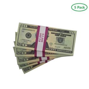 Replica US Party Fake Money Kids Spela leksak eller familjespel papper kopia sedlar 100 st -pack träning räknar film prop 20 dollar f208s 57mkp