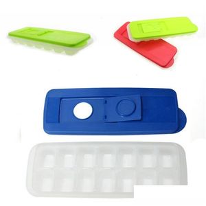 Ice Cream Tools Perforated Mods Plastic Lid Mold 14 Squares Ices Tray Tool Green Simplicity Polygon Reusable Bar Restaurant 3 6Sl L2 Dhfa3