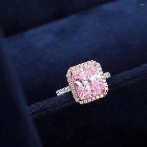 Klusterringar kvalitet 925 sterling silver br￶llop rosa naturligt korund party mode vilda ￤dla ringsmycken kvinnlig stor