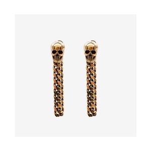 Hip Hop Style Skull Stud Earring Gold Silver Women Men Skeleton Tassel Chain Long Earring