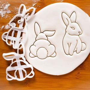 Cartoon Bunny Cookie Cutter Rabbit Butt Body Schokolade Kunststoff Kunststoff Keks Fondant Stempel Ostern Party Diy Kuchen Dekoration Werkzeug