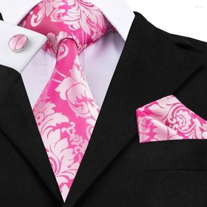 Bow Ties Fashion Floral And Paisley Mens Tie 8.5cm Silk Handkerchief Cufflinks Gravatas For Men Wedding Suits Corbatas Set