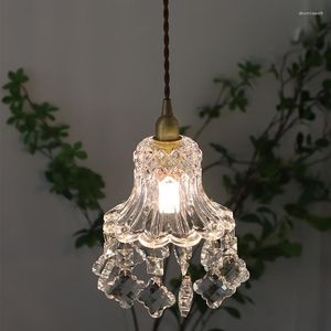 Chandeliers Home Mini 1 Pc Glass Chandelier Crystal Droplight Indoor Lighting Luxury Retro American Bedroom Entrance Children Kid