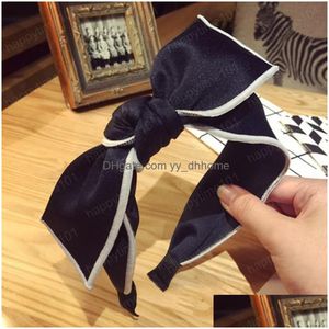 Stirnbänder Mode Frauen Haarschmuck Big Bow Knot Stirnband Klassisch Weiß Schwarz Turban Für ADT Haarband Großhandel Drop Lieferung J Dhma9