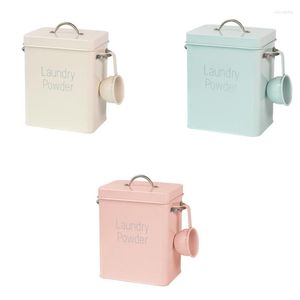 Storage Bottles Laundry Room Box Washing Powder Tin With Scoop Metal Ideal For Holding Detergent Wholesale