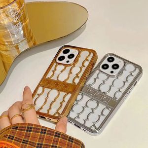 携帯電話のケースメッキホローデザイン携帯電話ケースiPhone 13 Pro Max 15 14 12 Promax Case G Phone Cover Cover FR1U用の高級デザイナーフォネケース