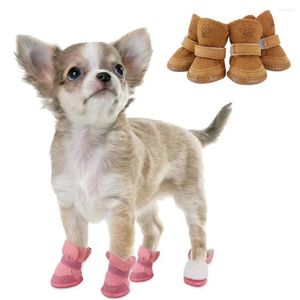 ملابس الكلاب 4pcs أحذية الحيوانات الأليفة أحذية شتوية مقاومة للماء الجوارب المضادة لانزلاق جرو قطة المطر الجوارب الجوارب للأحذية للكلاب الصغيرة تشيهواهوا