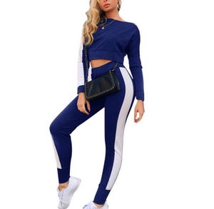 Running Set Women Shirts Pant Longsleeved Suit Stitching Crop Sexig Top Tracksuit Female Sportswear Workout Sports Fitness889049