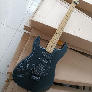 Chitarra elettrica nera a 6 corde per mano sinistra con tastiera in acero Floyd Rose personalizzabile