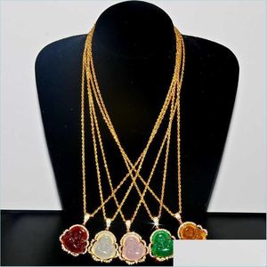 Pendant Necklaces Bling White Pink Buddha Necklace For Women Luxury Jewelry Buddah Pendant Exquisite Birthday Drop Delivery Dhgarden Dh0Sy