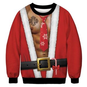 Herren Hoodies Sweatshirts Herbst neuer runder Hals Langarmpullover für Männer 3D Digital Druck Weihnachtsbaumgrünes Haar Seltsame Mantel für Frauen