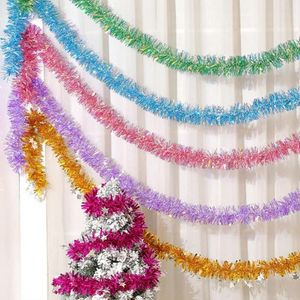 Dekorativa blommor Tinsel Garland Decor Shiny 6 Styles Wreath Wedding Party Xmas Tree Ribbons