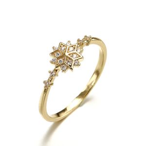 ROMAD Niedliche Schneeflocken-Ringe für Damen, weiblich, schick, zierliche Ringe, Party, zarter Ring, Hochzeitsschmuck, R4