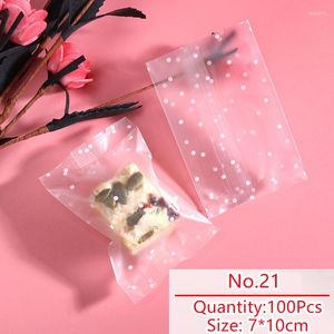 Geschenkpapier 100 teile/los Süßigkeiten Tasche Hausgemachte Kekse Pack Transparente Weiße Punkte Muster Wrapper Nougat Party Snack Lebensmittel Verpackung Taschen