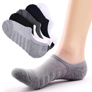 Men's Socks 3 Pairs/Pack Invisible Adjustable Stripe Anti Slip Big Size Soft Elastic Solid Cotton Autumn Towel Style Boat