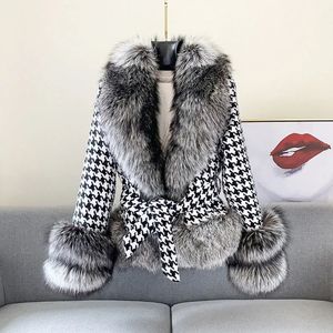 Cappotto in pelliccia sintetica da donna Autunno Inverno Stile giovane Pied de poule corto Imitazione Argento Caldo Cappotti in peluche Donna 221128