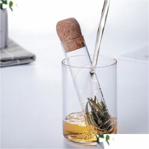 Coffee Tea Tools New Glass Tea Strainer Infuser Creative Pipe Drinkware Tools Reusable Filter For Mug Fancy Loose Teas Leaves Brew Dhctr