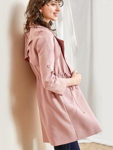 Women's Trench Coats Windbreaker 2022 Women's Coat For Korean Clothes Long Women Spring Autumn Pink Overcoat KJ5909