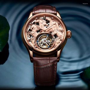 Wristwatches Luxury Tourbillon Watch Skeleton Dial Sapphire Waterproof Customization Leather Strap Mascot Of The Chinese Zodiac Horse