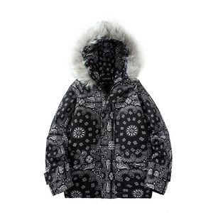 MENS Down Parkas American Winter Jacket Men Bandana Bandna Brand Trendy Hiphop Oversize Cotton Patto imbottito Women Fur Quilted stora harajuku 221129