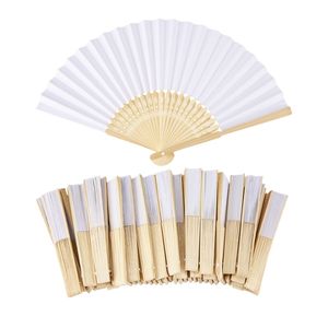 Decorative Objects Figurines 50 pcslot White Folding Elegant Paper Hand Fan Wedding Party Favors 21cmwhite 221129