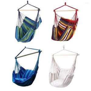 Pillow Outdoor Tassels Hammock Garden Patio White Cotton Swing Chair Hanging Bed Hunting Sleeping Camping No Stand