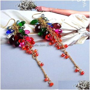 Brincos de cristal de lustre de colorf de lustre de colorf Brincos pendentes de breol artesanal de j￳ias de j￳ias para mulheres do presente da festa dr dhk3o