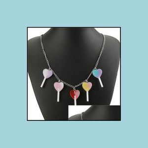 Pendant Necklaces 1Pc Cute Mticolor Resin Heart Lollipop Necklace For Children Birthday Gift Woman Jewelry Drop Delivery Neck Dhgarden Dh6Wm