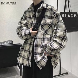 Herrjackor Herr Japansk pläddesign Dynamic Button Up Stilig Streetwear Casual Koreansk Stilfull tonåring Baggy Harajuku Allmatch 221129