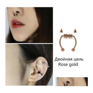 Nose Rings Studs Magnetic Fake Piercing Nose Ring Alloy Hoop Septum Rings For Men Women Jewelry Gifts Drop Delivery Body Dhr8O